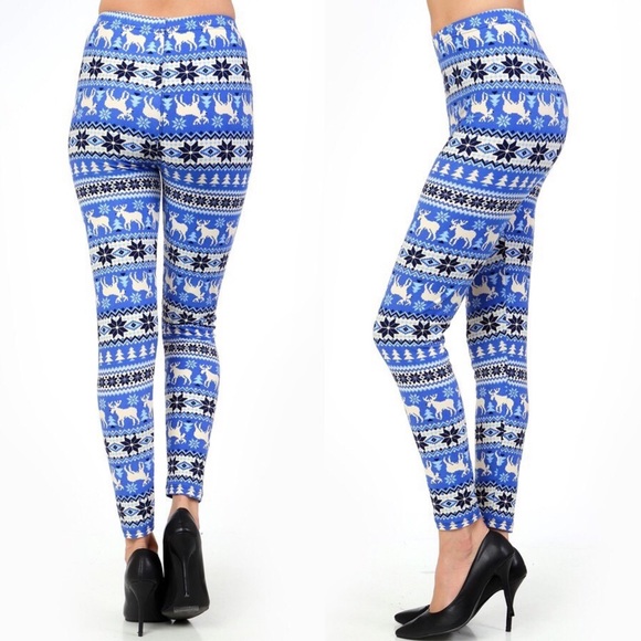 ⭐️NEW⭐️Christmas Legging Fair Isle Reindeer Print - Picture 3 of 3